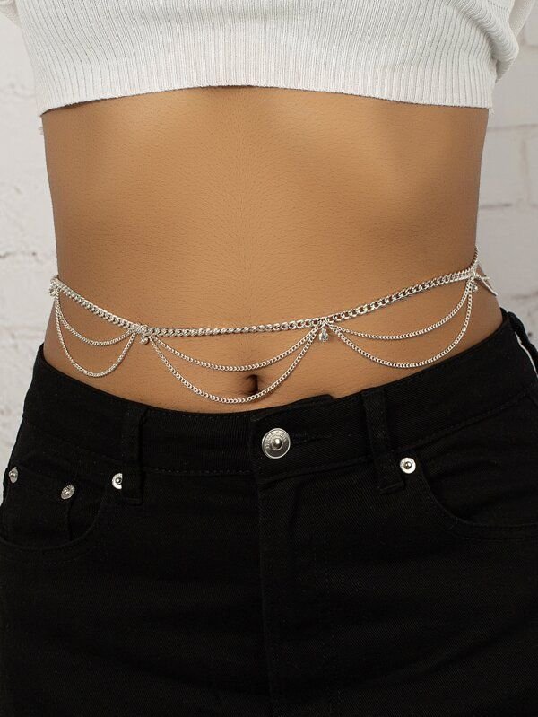 Rhinestone Decor Waist Chain