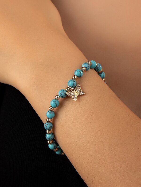 Butterfly Charm Beaded Bracelet