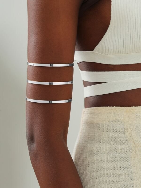 Solid Minimalist Layered Arm Cuff