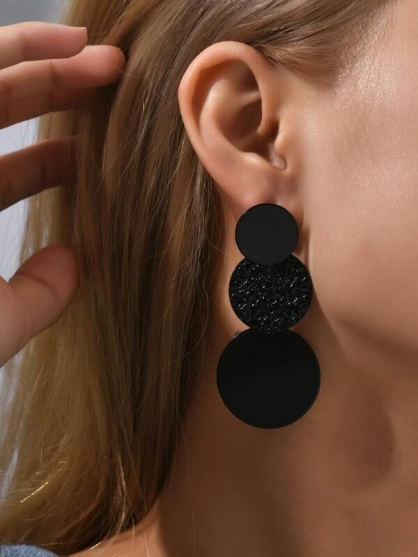 Textured Round Drop Earrings