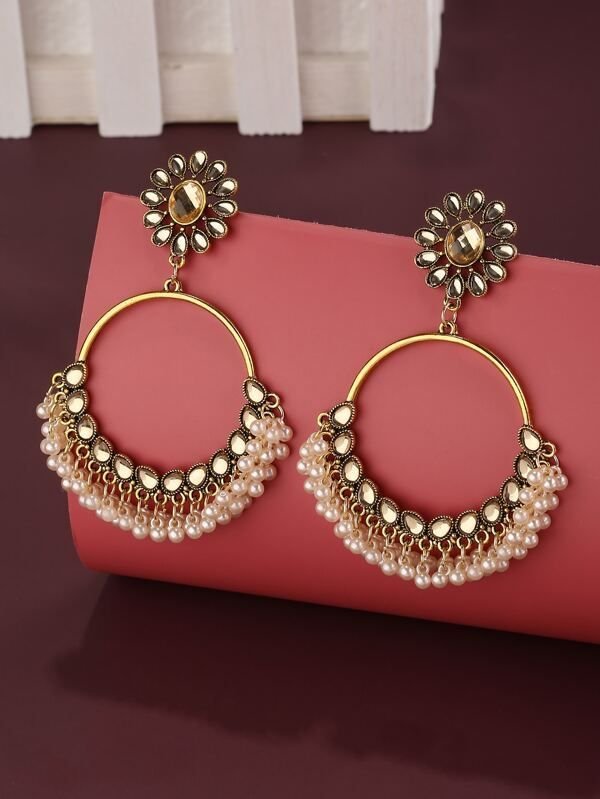 EMERY ROSE Faux Pearl Tassel Drop Earrings