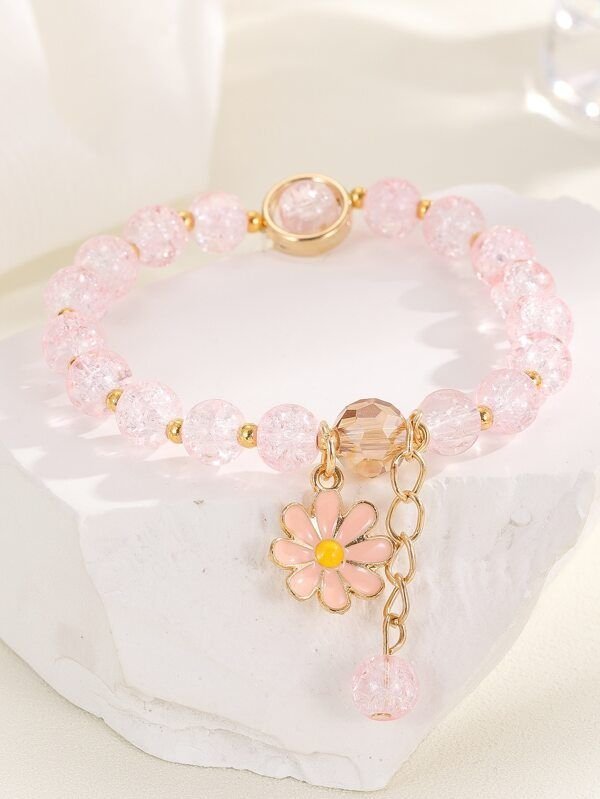 Flower Charm Beaded Bracelet