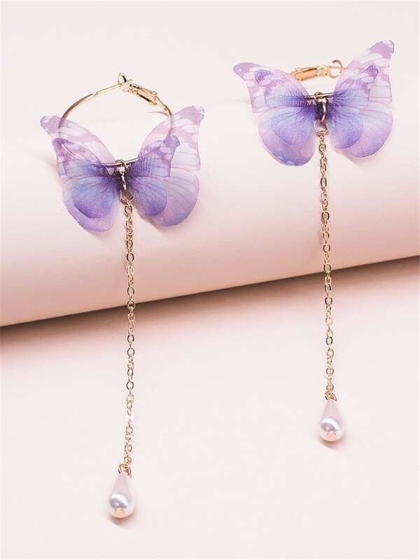 Butterfly Long Drop Earrings