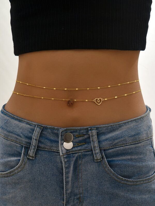 2pcs Heart Decor Waist Chain